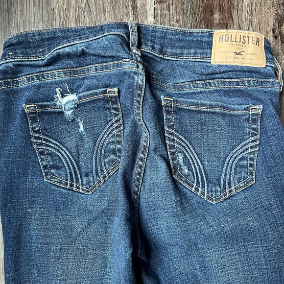 Hollister Women's 25/30 Dark Wash Super Skinny Low Rise Distressed Jeans - Picture 2 of 6